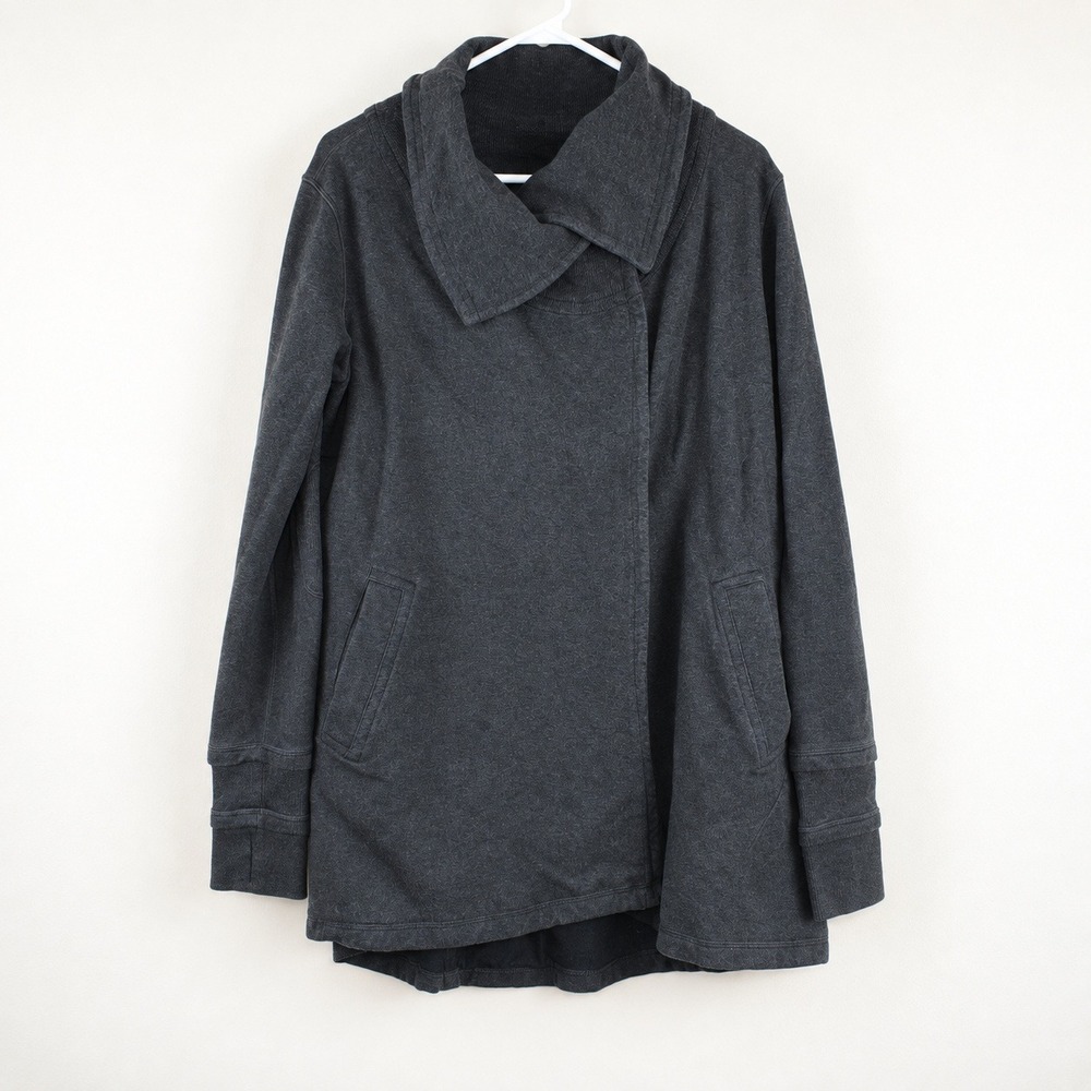 Lululemon Gratitude Wrap Heathered Charcoal Gray Snap Front Jacket Size 12